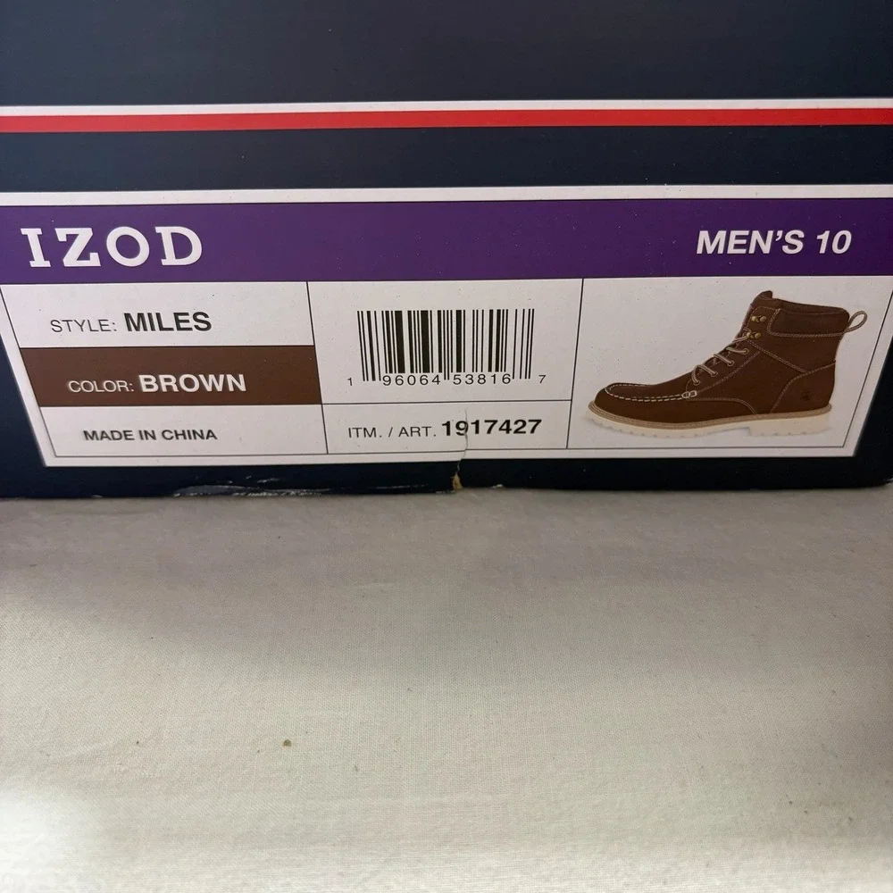 IZOD Miles Moc Toe Boots Mens 10 Brown NEW - Picture 6 of 6